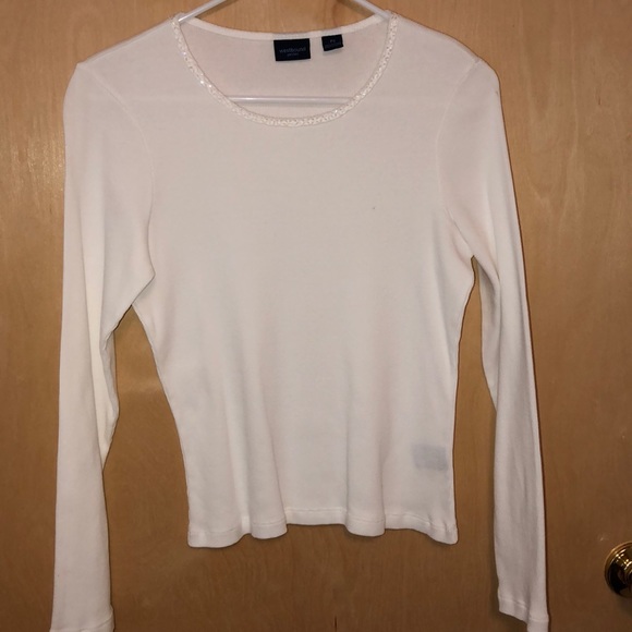 Westbound Tops - Westbound embellished collar LS thermal knit shirt